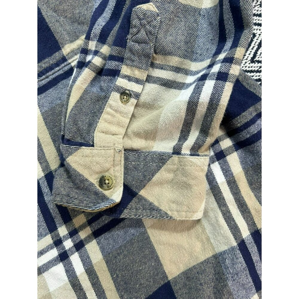 Legendary Whitetails Men's 2XT Plaid Flannel Shirt Corduroy Accents Beige & Blue - Picture 4 of 8
